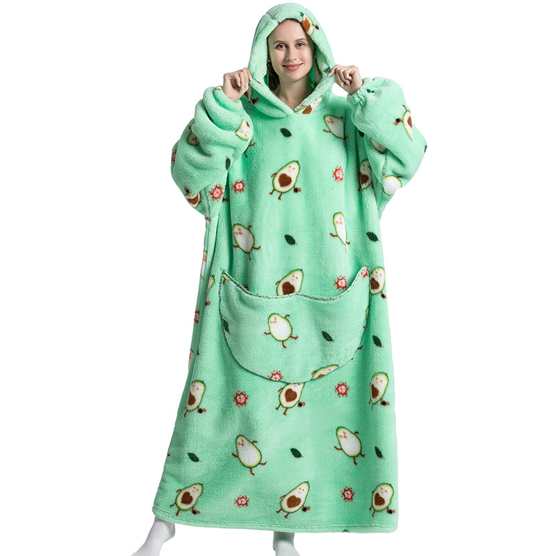 Sherpa Hoodie Fleece - Winter Plush Blankets Wearable Soft Warm