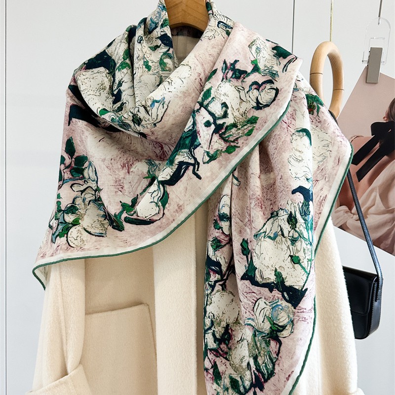 Luxury 135x135cm Silk Wool Sca - Shawl Wrap Winter review and price