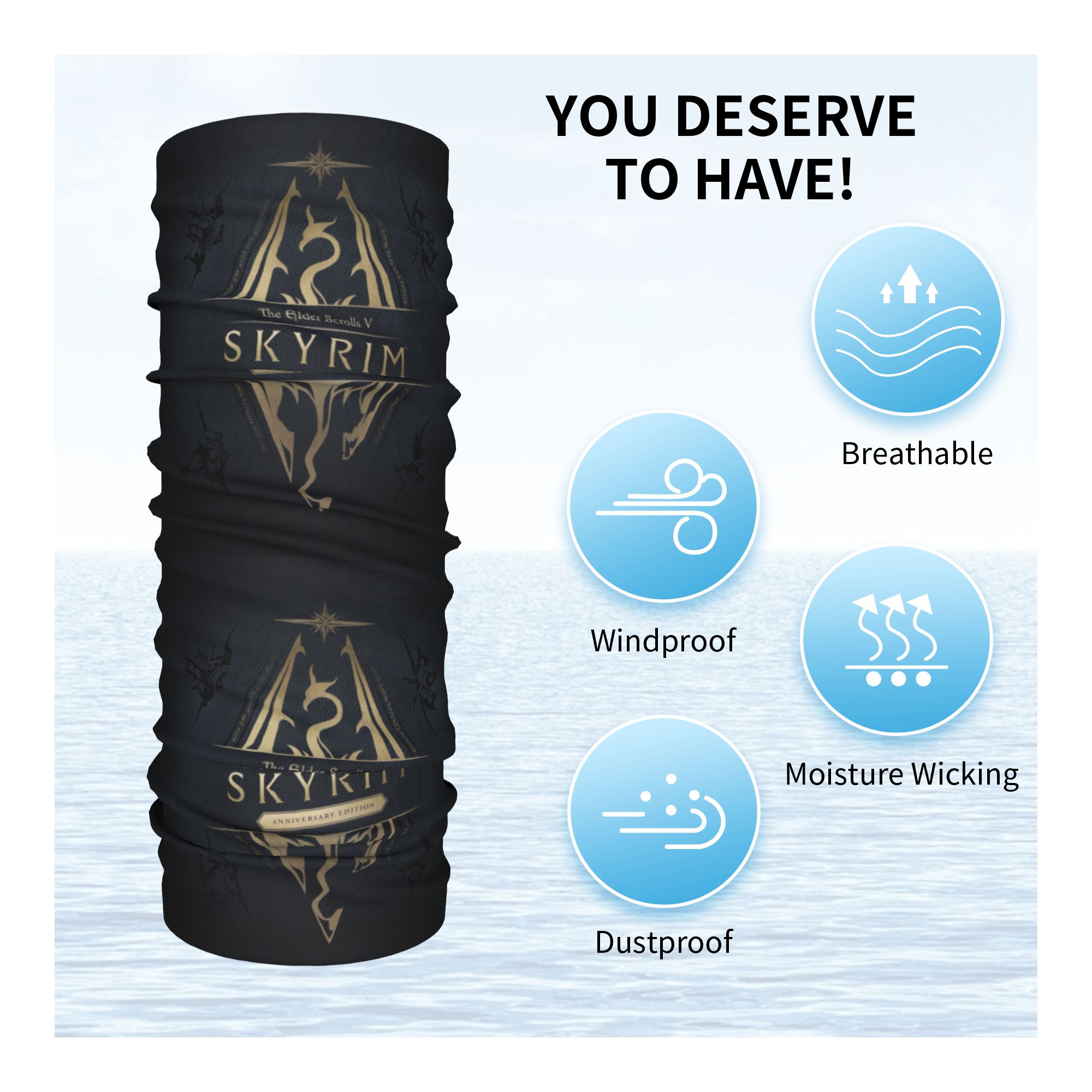 Custom Skyrim Logo Bandana Win - Neck Gaiter Fleece review and price