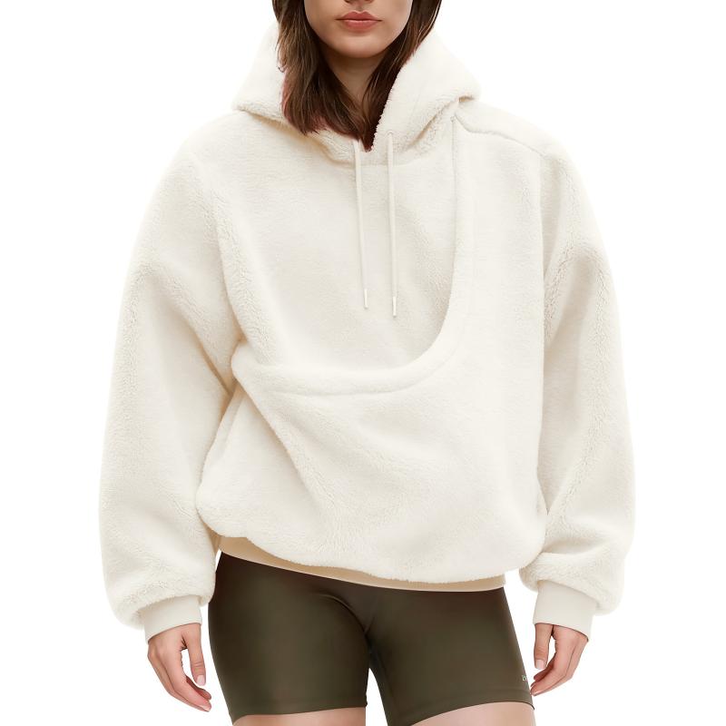 Autumn Winter Ladies Solid Col - Sherpa Hoodie Fleece review and price
